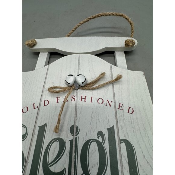 Old Fashioned Sleigh Rides Wall Décor With Bells & Rope Hanger Rustic Wood READ - Picture 6 of 8